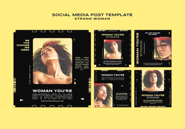 Strong Woman Social Media Posts – Free PSD Templates for Download