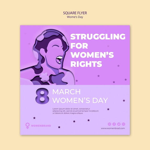 Struggling for rights women's day square flyer