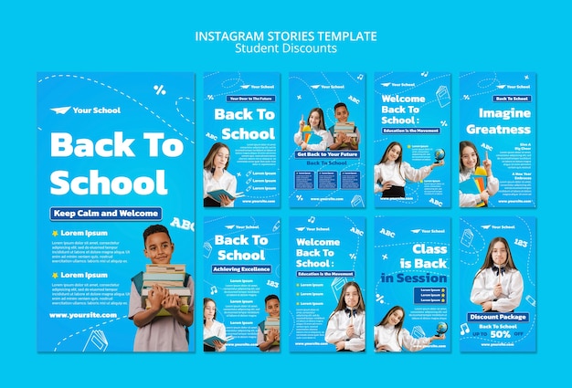 Free PSD student discounts instagram stories template