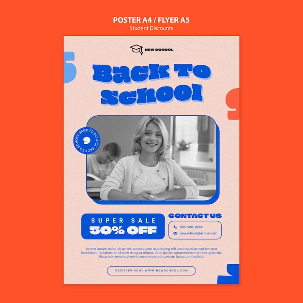 Free PSD student discounts template design