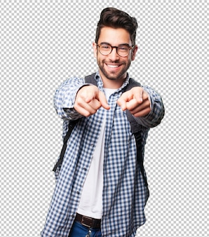 Student man pointing front Premium Psd