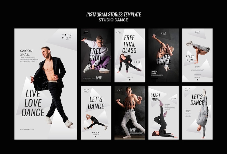無料PSD スタジオダンスインスタグラムストーリーテンプレート