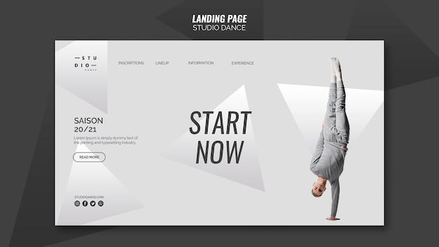 Free PSD studio dance landing page template