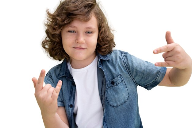 Studio portrait of adorable young boy