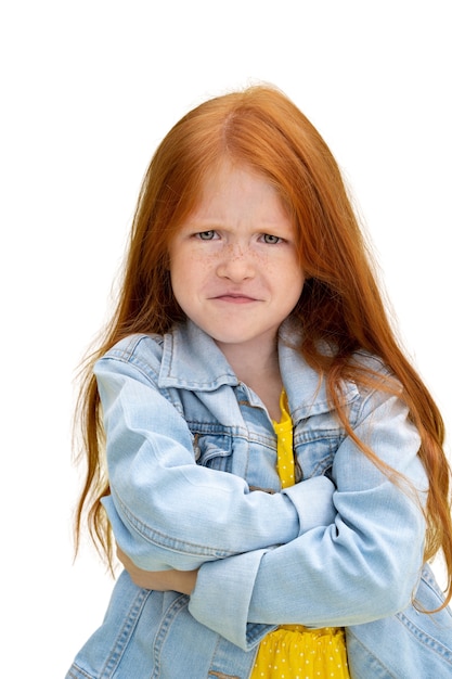 Studio portrait of adorable young girl