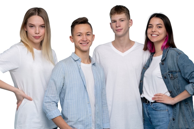 Free PSD studio portrait of group of young teenage kids