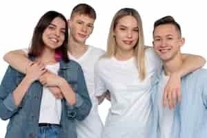 Free PSD studio portrait of group of young teenage kids