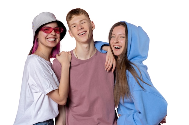 Free PSD studio portrait of group of young teenage kids