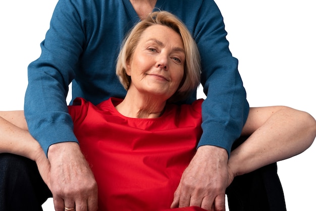 Free PSD studio portrait of loving elderly couple