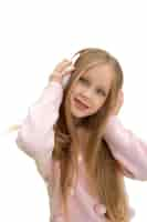 Free PSD studio portrait of young girl with headphones