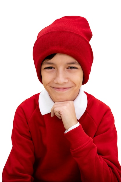 Free PSD studio portrait of young girl with red beanie