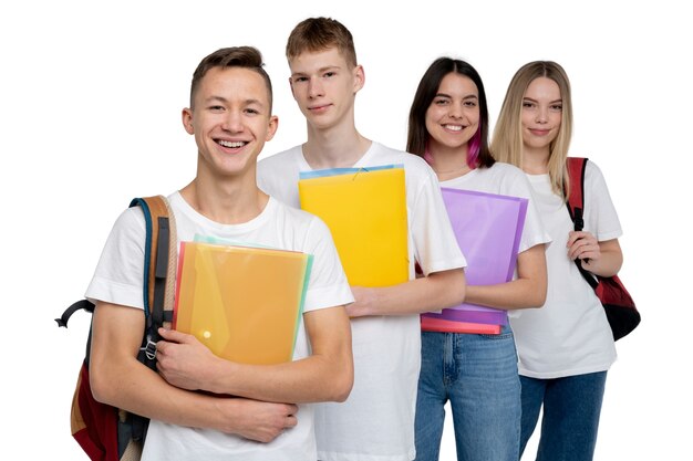 studio portrait of young student teenagers