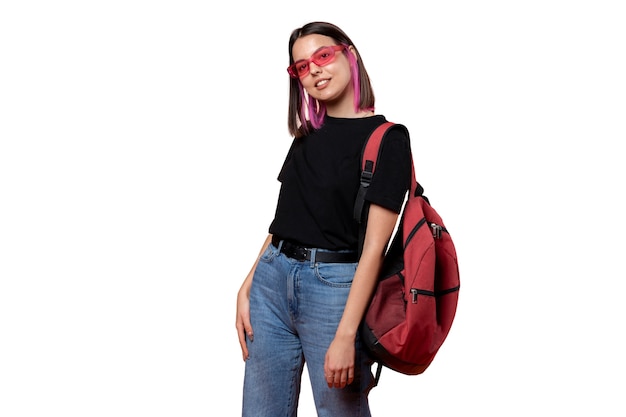 Studio Portrait of Young Teenage Girl with Bucket Hat and Sunglasses