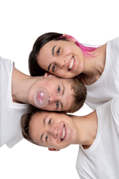 Studio portrait of young teenager friends