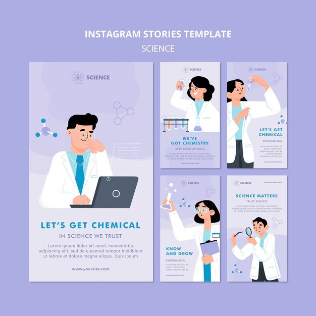 化学のインスタグラムストーリーテンプレートを研究する