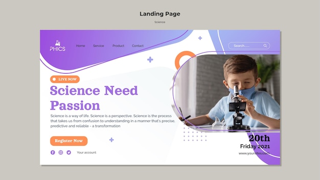 Studying science landing page template