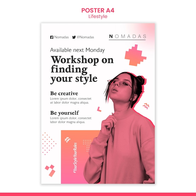 PSD gratuito modello di poster per workshop di stile