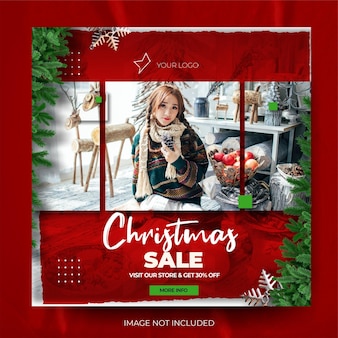 Стильная красная новогодняя распродажа в instagram
