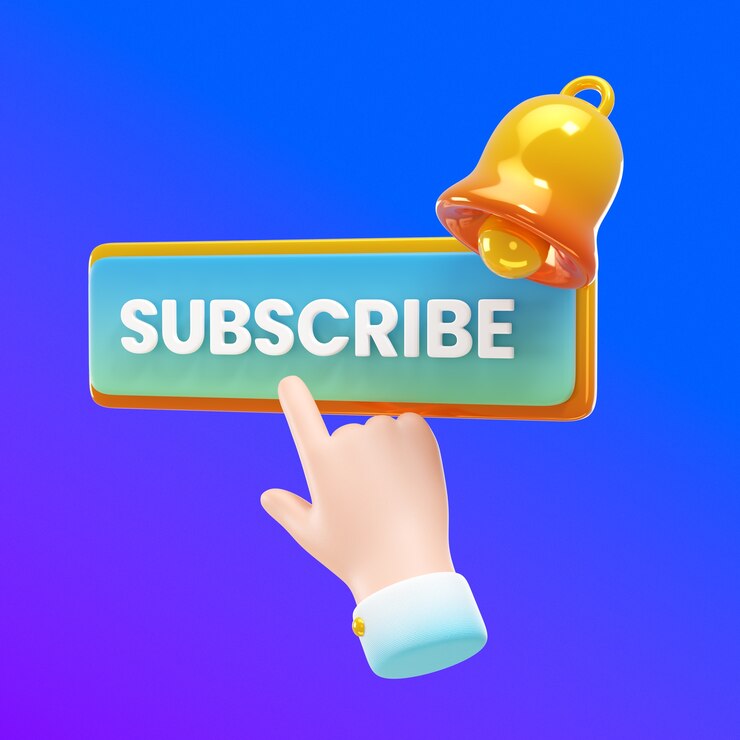 Free PSD subscribe button 3d illustration