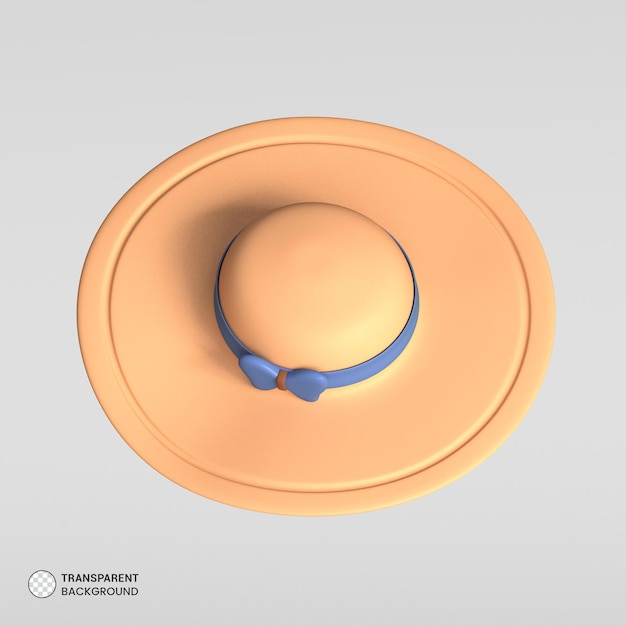 L'icona del cappello della spiaggia di estate ha isolato l'illustrazione 3d del rendering