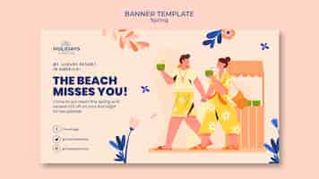 Free PSD summer beach resort horizontal banner template