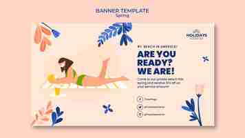 Free PSD summer beach resort horizontal banner template