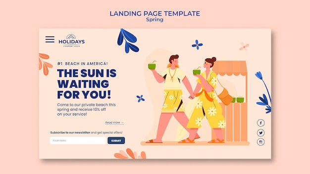 Free PSD summer beach resort landing page template