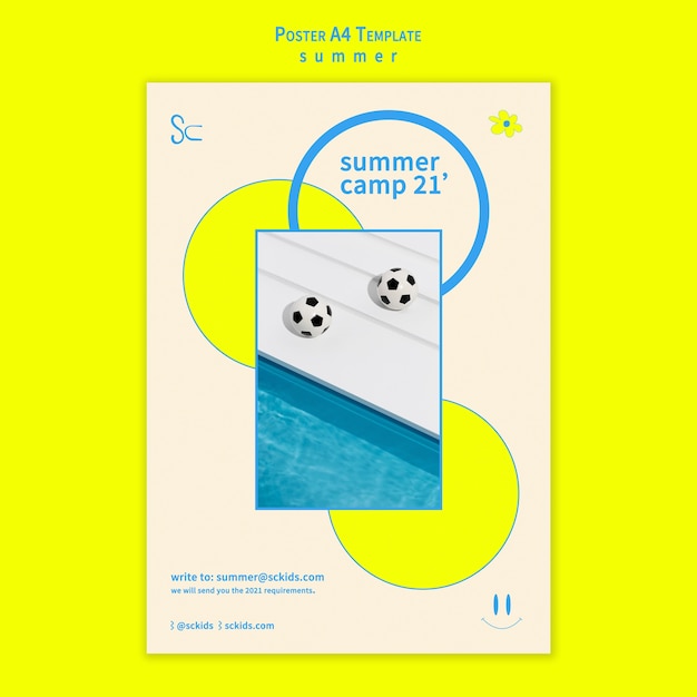 Summer camp for kids poster template