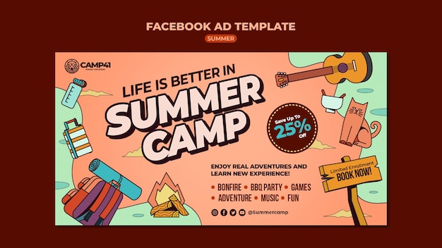 Free PSD summer camp template design