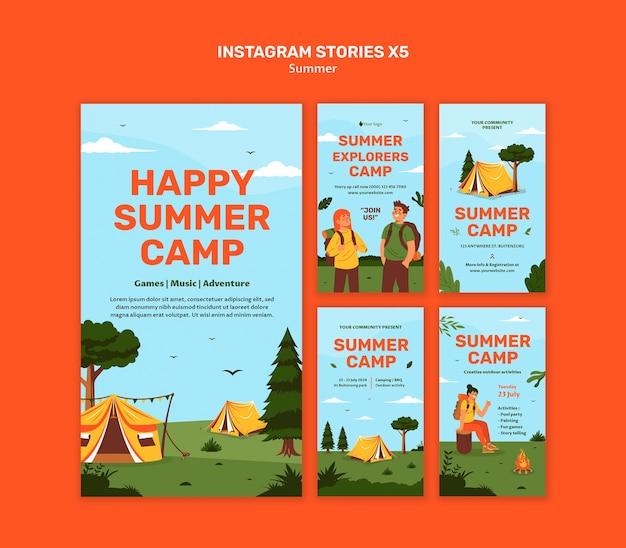 Free PSD summer camp template design