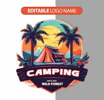 Free PSD summer camping logo isolated on background