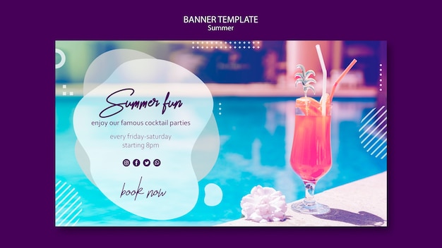Summer cocktail banner template with picture