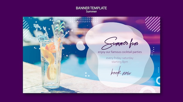 PSD gratuito modello di banner cocktail estivo