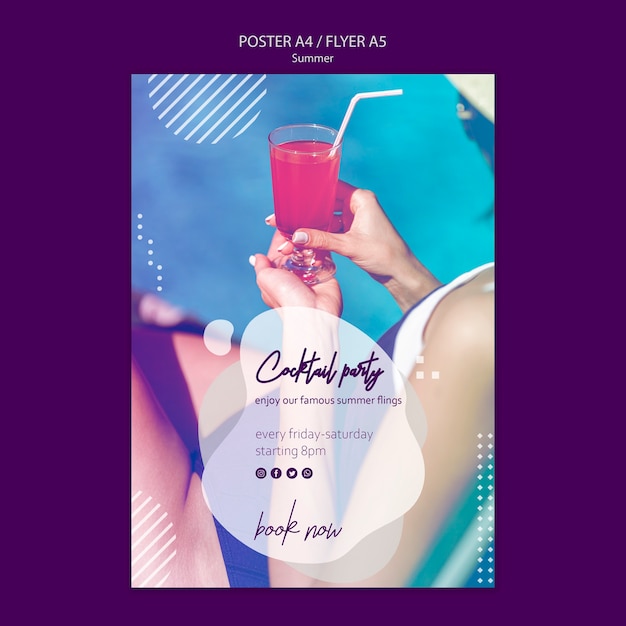 Free PSD summer cocktail flyer template