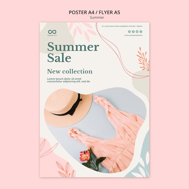 무료 PSD 여름 컬렉션 판매 전단지 디자인