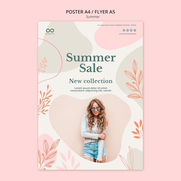 Free PSD summer collection sale poster design