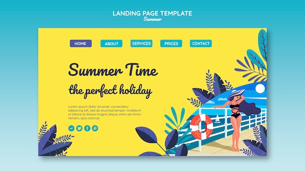 Free PSD summer concept landing page template