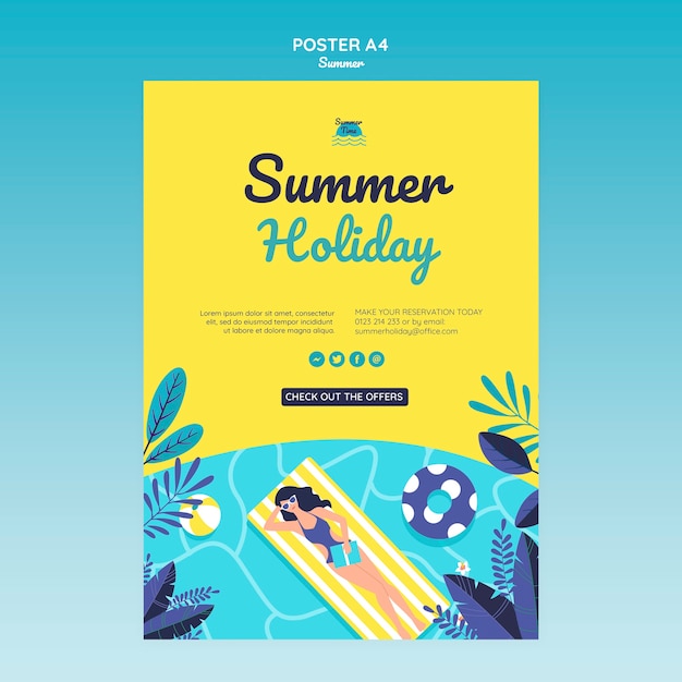 무료 PSD 여름 컨셉 포스터 템플릿