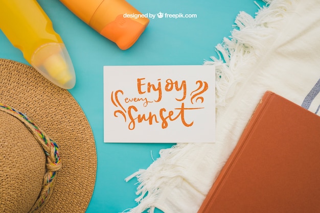 Free PSD summer decoration with paper
