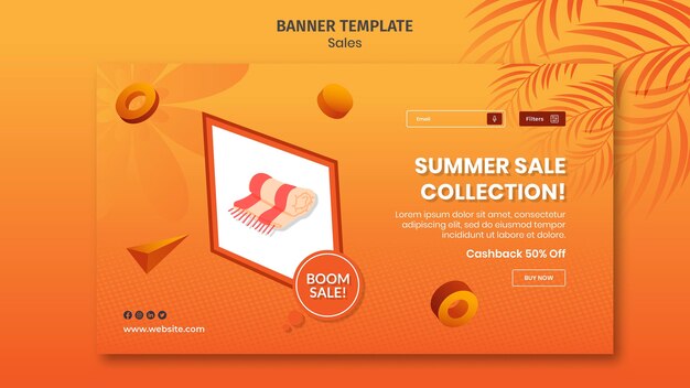 Summer discount sale banner template