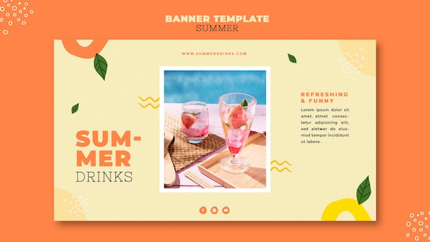 Summer drinks banner template