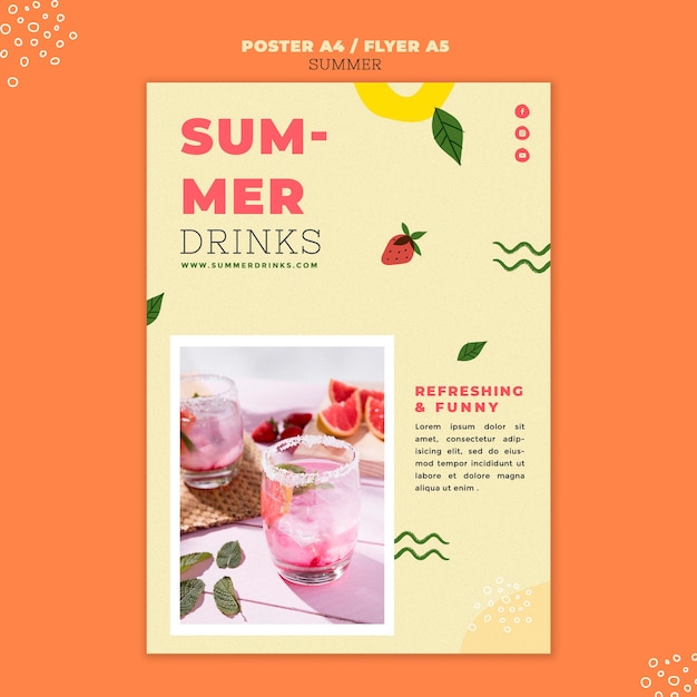 Бесплатный PSD Шаблон печати летних напитков