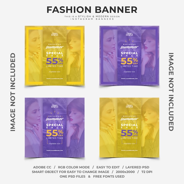 Summer fashion event discounts instagram banners