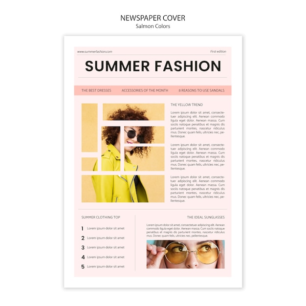 Free PSD summer fashion newspaper cover