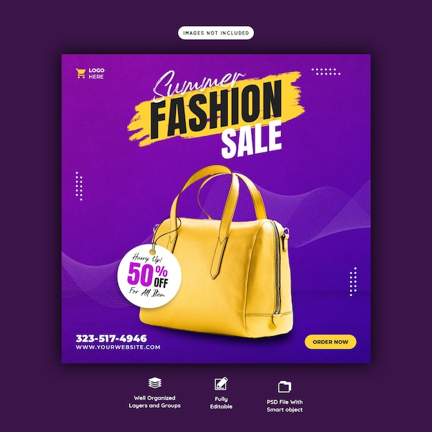 無料PSD 夏のファッションセールinstagramの投稿テンプレート