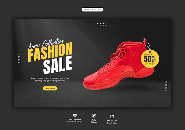 Free PSD summer fashion sale web banner template