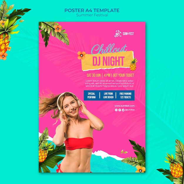 Free PSD summer festival poster template