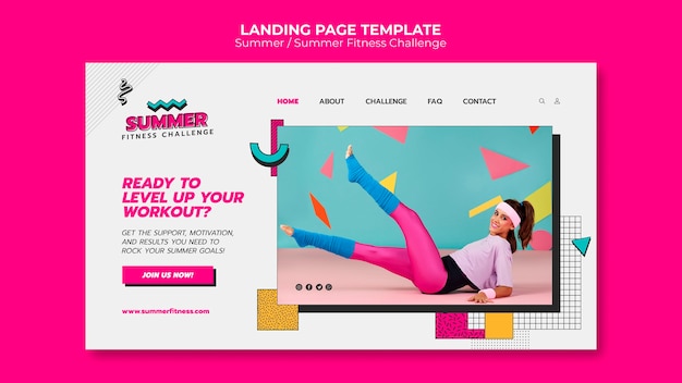 Free PSD summer fitness landing page template