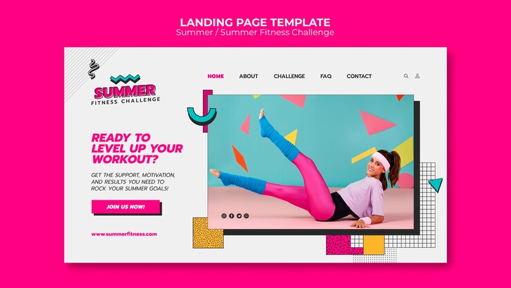 Free PSD summer fitness landing page template
