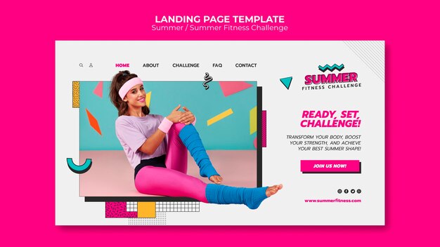 Free PSD summer fitness landing page template